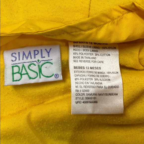 Simply Basic Yellow & Blue Hooded Jacket Athleisure Athletic Activewear Casual - Picture 3 of 5